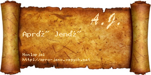 Apró Jenő névjegykártya